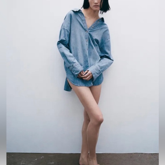 ZARA Oversized denim shirt - Picture 4 of 5